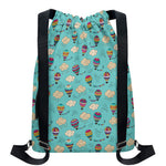 Cartoon Air Balloon Pattern Print Drawstring Backpack