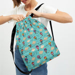 Cartoon Air Balloon Pattern Print Drawstring Backpack
