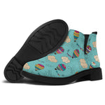 Cartoon Air Balloon Pattern Print Flat Ankle Boots