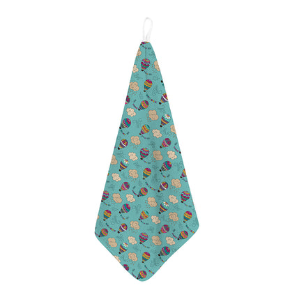 Cartoon Air Balloon Pattern Print Hand Towel