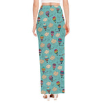 Cartoon Air Balloon Pattern Print High Slit Maxi Skirt