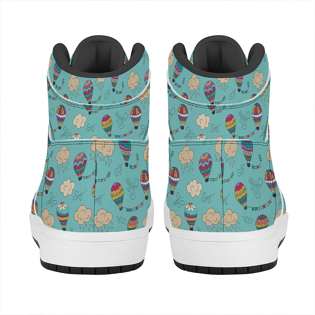 Cartoon Air Balloon Pattern Print High Top Leather Sneakers