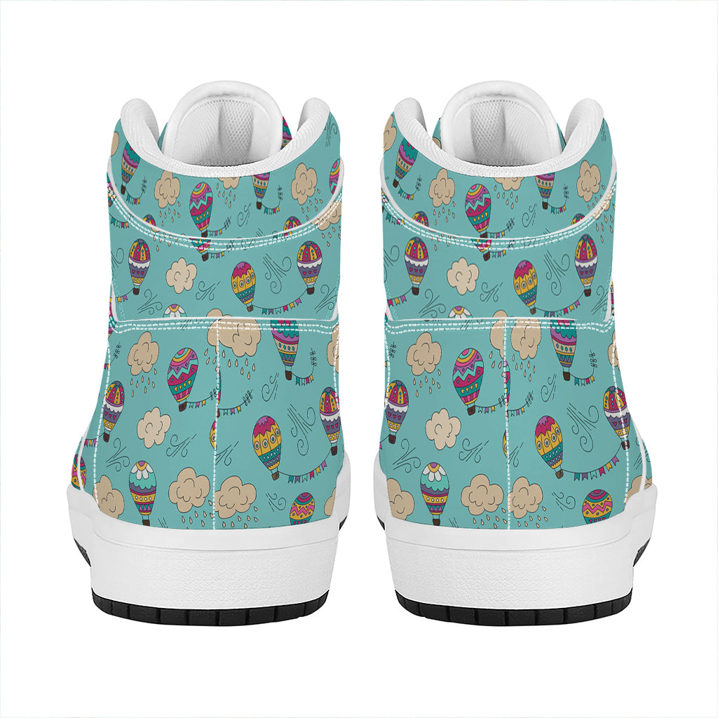 Cartoon Air Balloon Pattern Print High Top Leather Sneakers