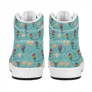 Cartoon Air Balloon Pattern Print High Top Leather Sneakers