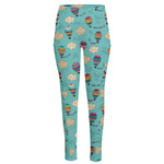 Cartoon Air Balloon Pattern Print High-Waisted Pocket Leggings