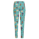 Cartoon Air Balloon Pattern Print High-Waisted Pocket Leggings