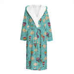 Cartoon Air Balloon Pattern Print Hooded Bathrobe