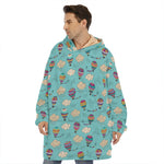 Cartoon Air Balloon Pattern Print Hoodie Blanket