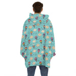 Cartoon Air Balloon Pattern Print Hoodie Blanket