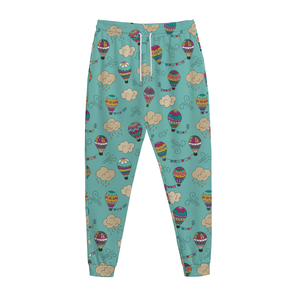 Cartoon Air Balloon Pattern Print Jogger Pants