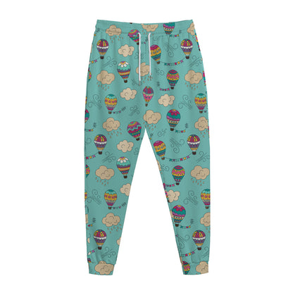 Cartoon Air Balloon Pattern Print Jogger Pants