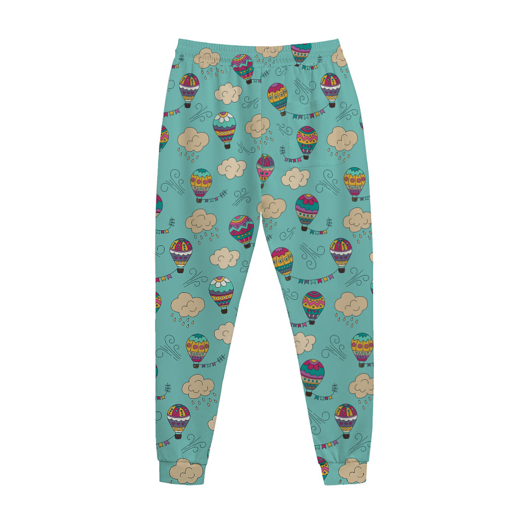 Cartoon Air Balloon Pattern Print Jogger Pants