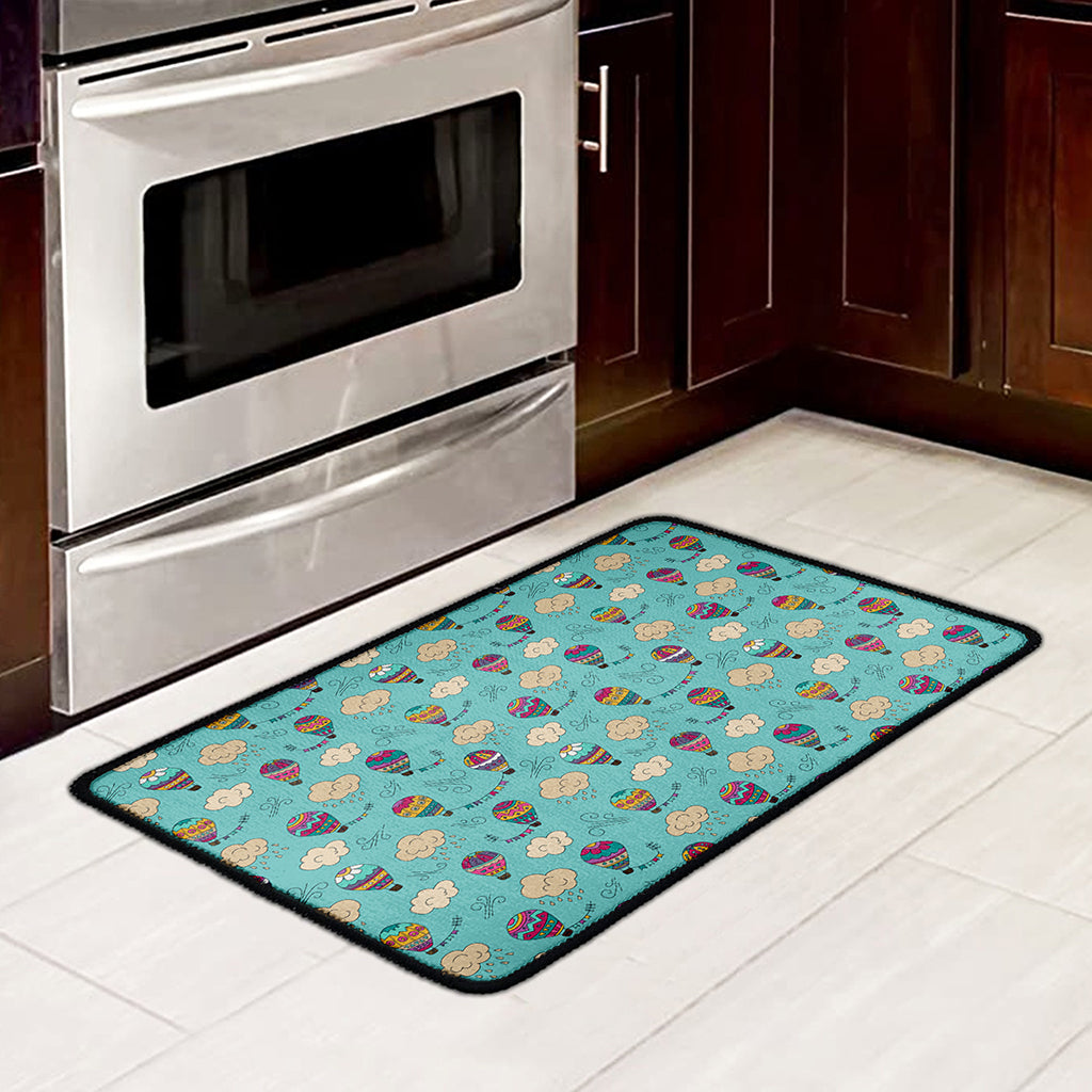 Cartoon Air Balloon Pattern Print Kitchen Mat