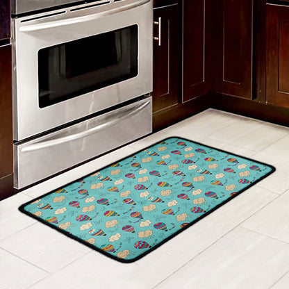 Cartoon Air Balloon Pattern Print Kitchen Mat