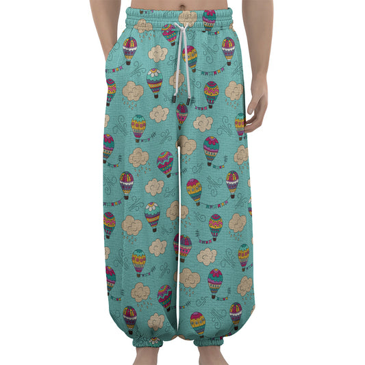 Cartoon Air Balloon Pattern Print Lantern Pants