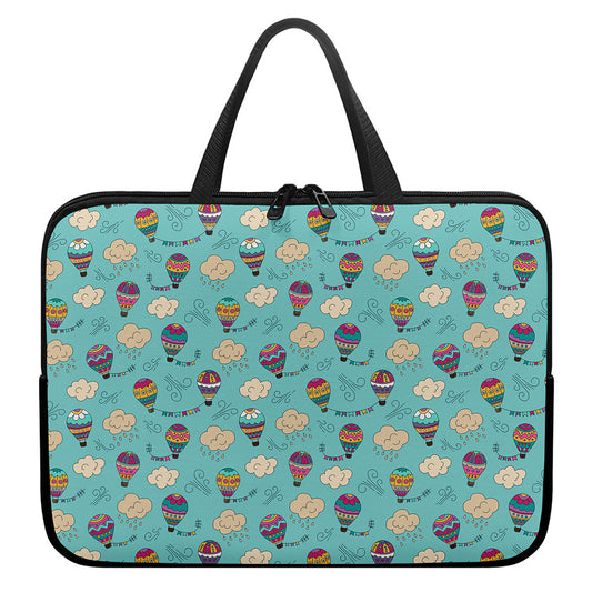 Cartoon Air Balloon Pattern Print Laptop Sleeve With Handle