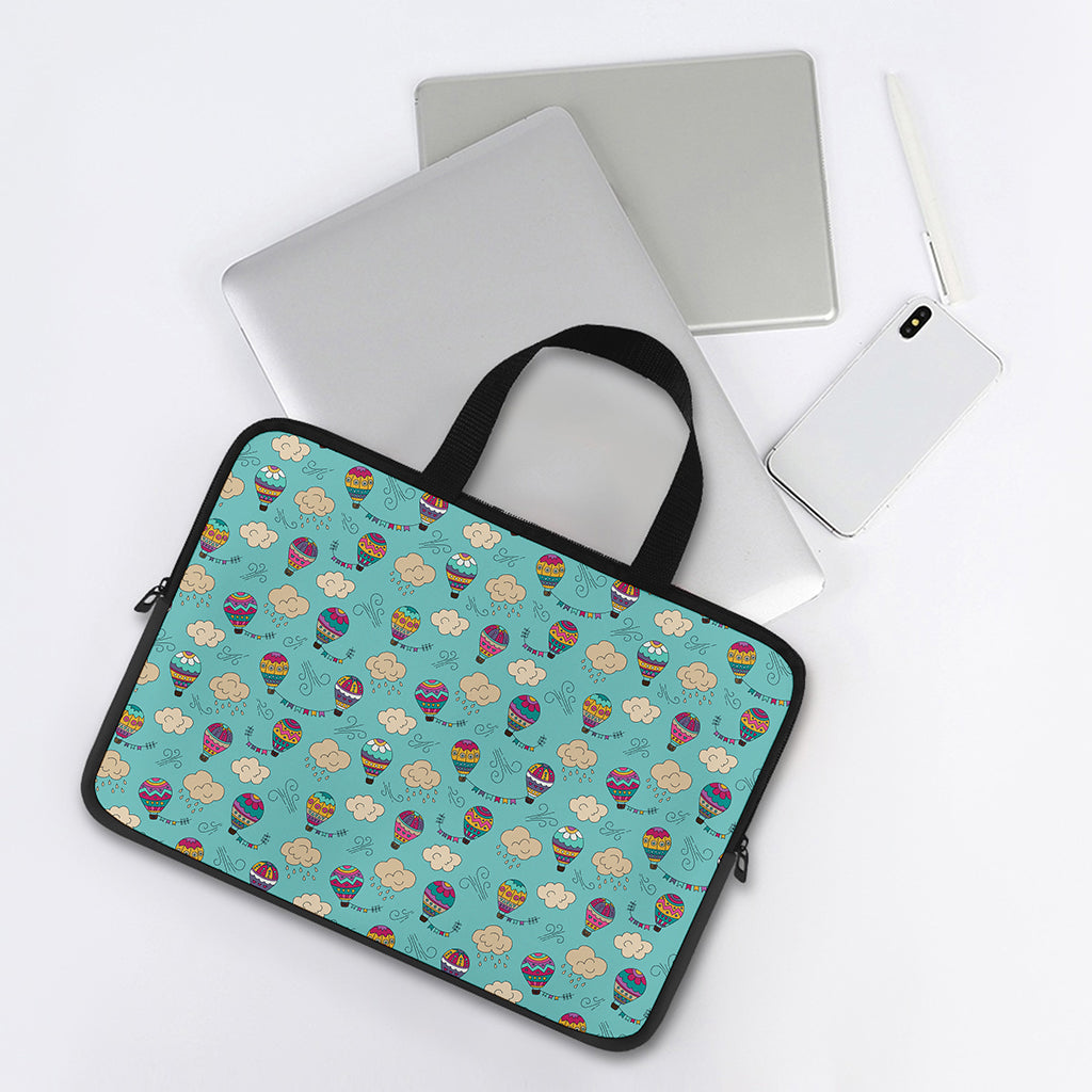Cartoon Air Balloon Pattern Print Laptop Sleeve With Handle