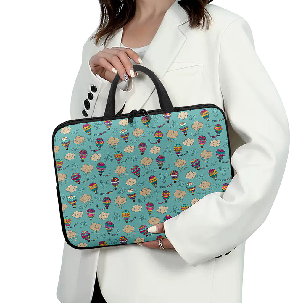 Cartoon Air Balloon Pattern Print Laptop Sleeve With Handle