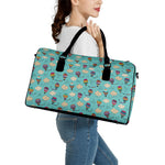 Cartoon Air Balloon Pattern Print Leather Duffle Bag