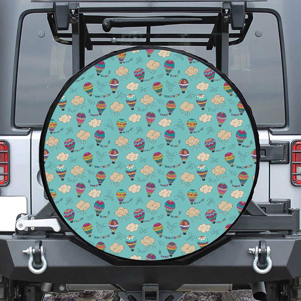 Cartoon Air Balloon Pattern Print Leather Spare Tire Cover