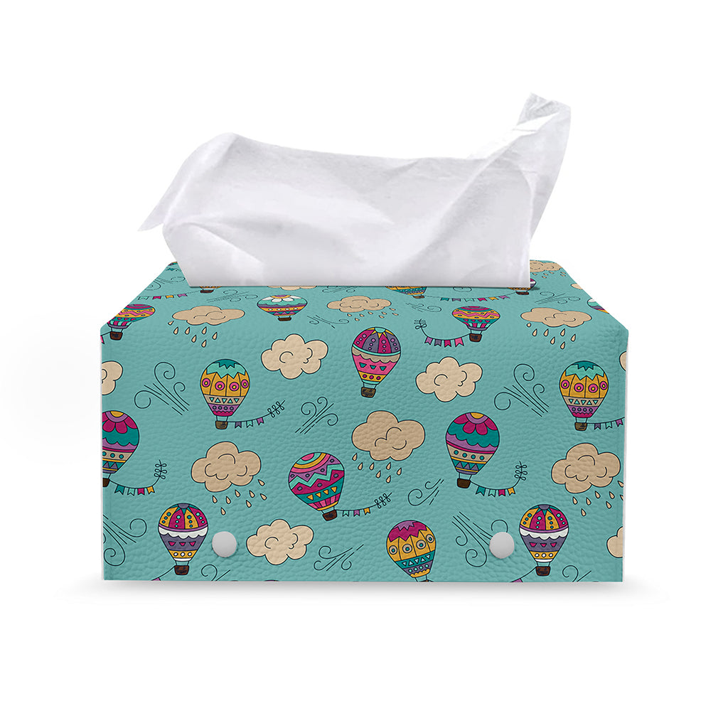 Cartoon Air Balloon Pattern Print Leather Tissue Box Cover