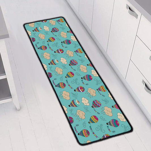 Cartoon Air Balloon Pattern Print Long Kitchen Mat