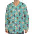 Cartoon Air Balloon Pattern Print Long Sleeve Baseball Jersey
