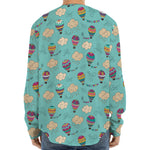 Cartoon Air Balloon Pattern Print Long Sleeve Baseball Jersey