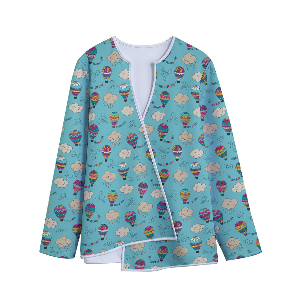Cartoon Air Balloon Pattern Print Long Sleeve Short Coat