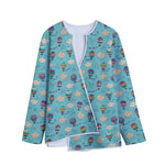 Cartoon Air Balloon Pattern Print Long Sleeve Short Coat