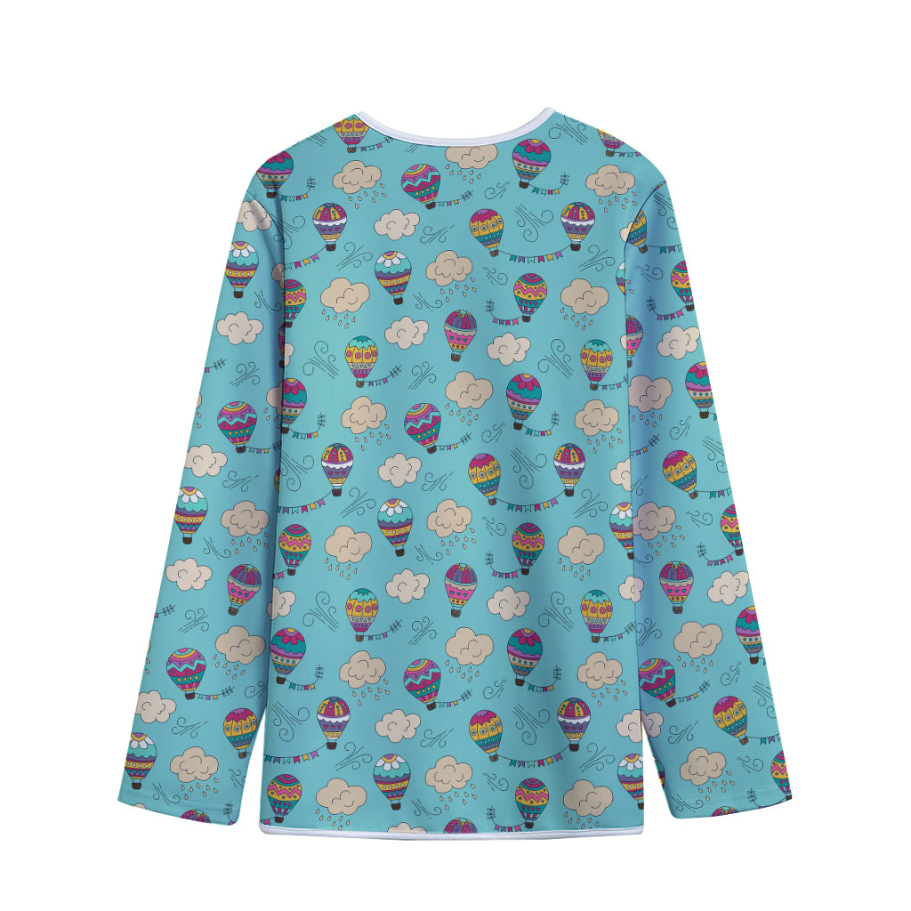Cartoon Air Balloon Pattern Print Long Sleeve Short Coat