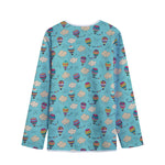 Cartoon Air Balloon Pattern Print Long Sleeve Short Coat