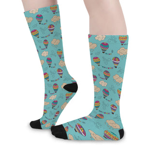 Cartoon Air Balloon Pattern Print Long Socks