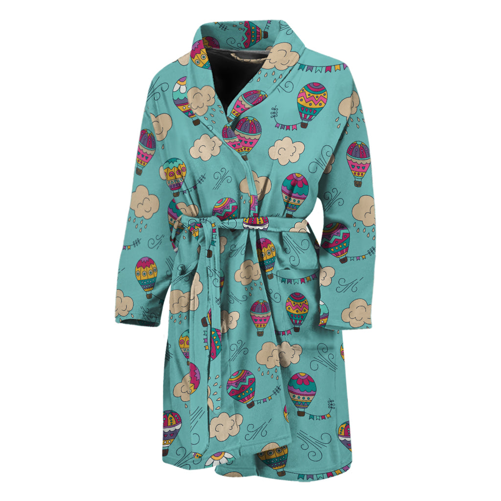 Cartoon Air Balloon Pattern Print Men's Bathrobe