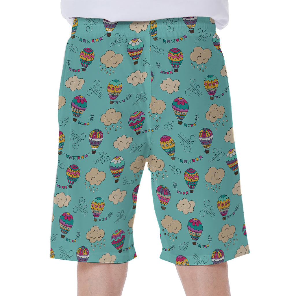 Cartoon Air Balloon Pattern Print Men's Beach Shorts