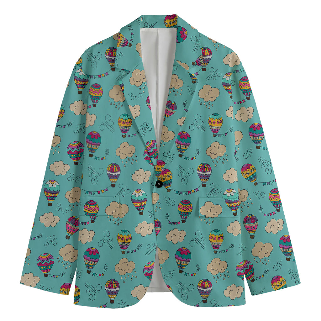 Cartoon Air Balloon Pattern Print Men's Blazer