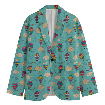 Cartoon Air Balloon Pattern Print Men's Blazer