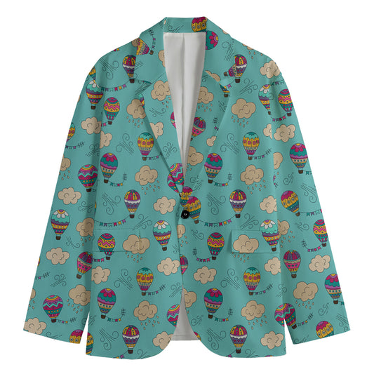 Cartoon Air Balloon Pattern Print Men's Blazer