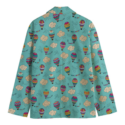 Cartoon Air Balloon Pattern Print Men's Blazer