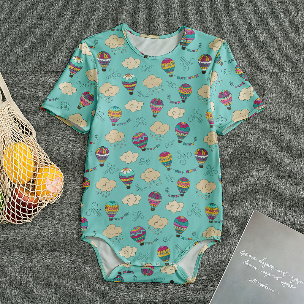 Cartoon Air Balloon Pattern Print Men's Bodysuit