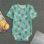 Cartoon Air Balloon Pattern Print Men's Bodysuit
