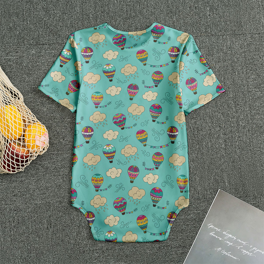 Cartoon Air Balloon Pattern Print Men's Bodysuit