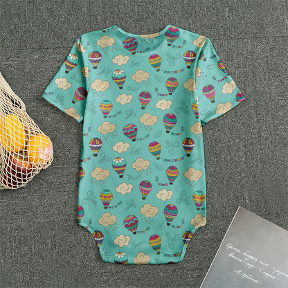 Cartoon Air Balloon Pattern Print Men's Bodysuit