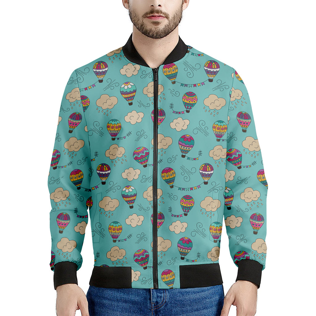 Cartoon Air Balloon Pattern Print Men's Bomber Jacket