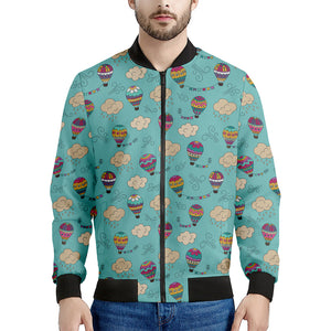 Cartoon Air Balloon Pattern Print Men's Bomber Jacket