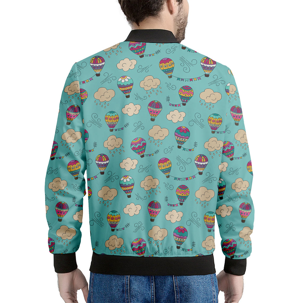 Cartoon Air Balloon Pattern Print Men's Bomber Jacket