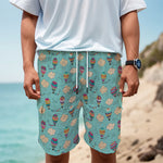 Cartoon Air Balloon Pattern Print Men's Cargo Shorts