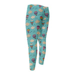 Cartoon Air Balloon Pattern Print Men's Compression Pants