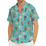 Cartoon Air Balloon Pattern Print Men's Deep V-Neck Shirt