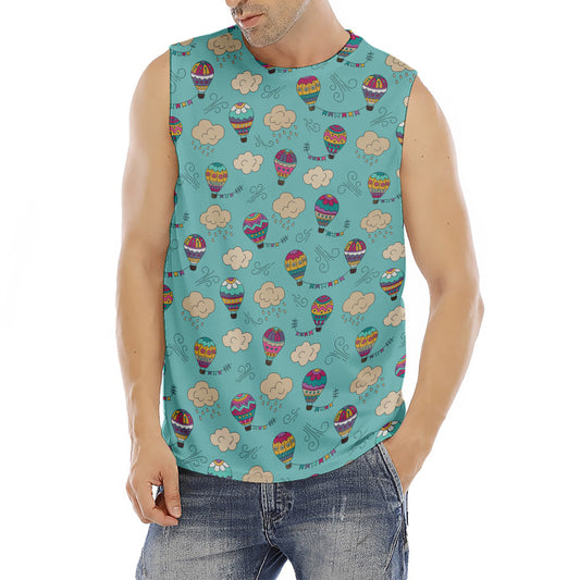 Cartoon Air Balloon Pattern Print Men's Fitness Tank Top